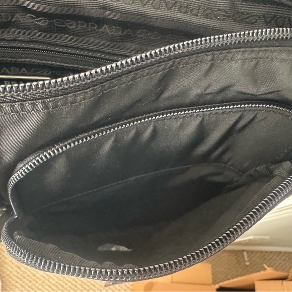 Prada Black Nylon Messenger Bag Smooth Leather Trim Silver accents - Picture 6 of 13